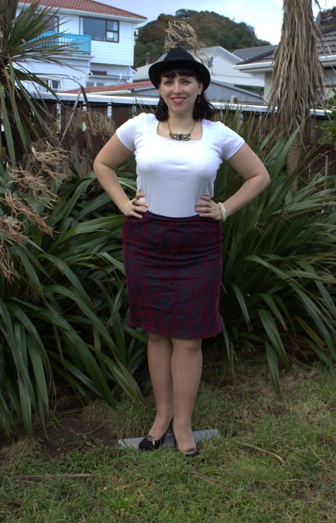New and improved skirt. I'm standing on a bit of wood so my heels don't sink into the ground. Yes, I had to wear heels. 